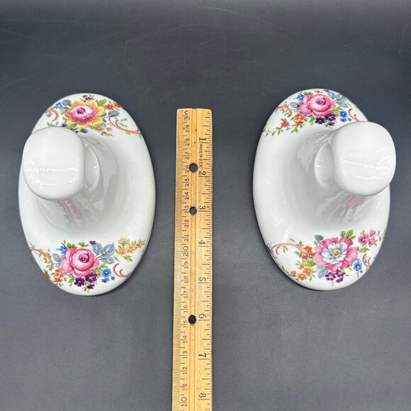 Vintage Towel Rack Brackets Lisette International Ceramic Floral Hand Decorated - Picture 12 of 12
